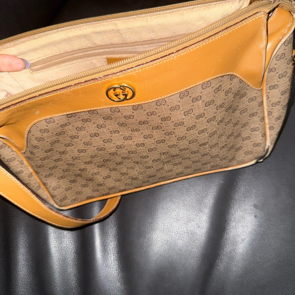 Gucci Tan and Brown GG Shoulder Bag
